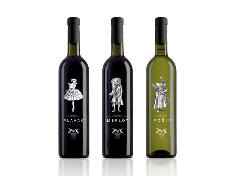 Red and white wine bottles
