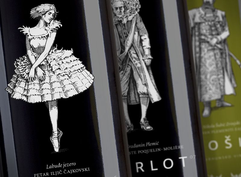 Red and white wine bottles