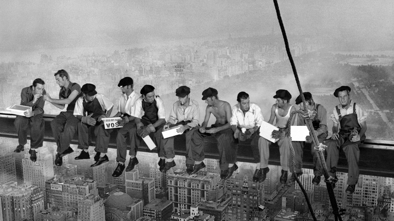 construction workers lunching on a crossbeam 2008