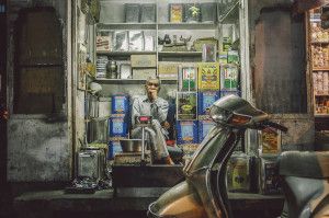 Elderly man in store