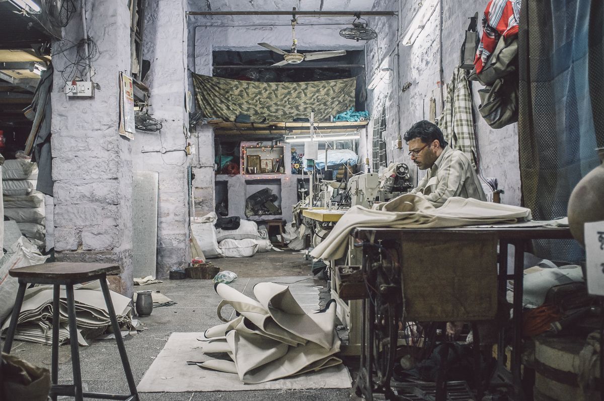 Tailor in shop