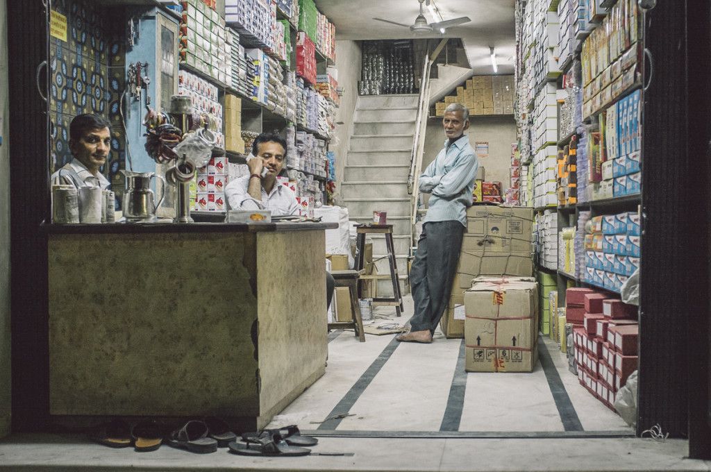 Three men in store