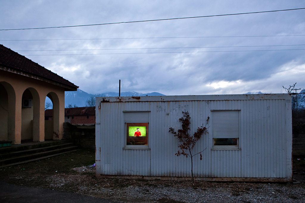 Old container serves as a game room in the city of Gorazdevac. Oak tree in front, symbol of Orthodoxy, is a sign of recognition, showing that this playground is used by Serbian youth. Gorazdevac is divided city, where Serbs and Albanians live in complicated coexistence.